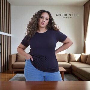 Addition Elle, Plus Size Responsible, Modern-Fit Crewneck Tee, 4X, Navy